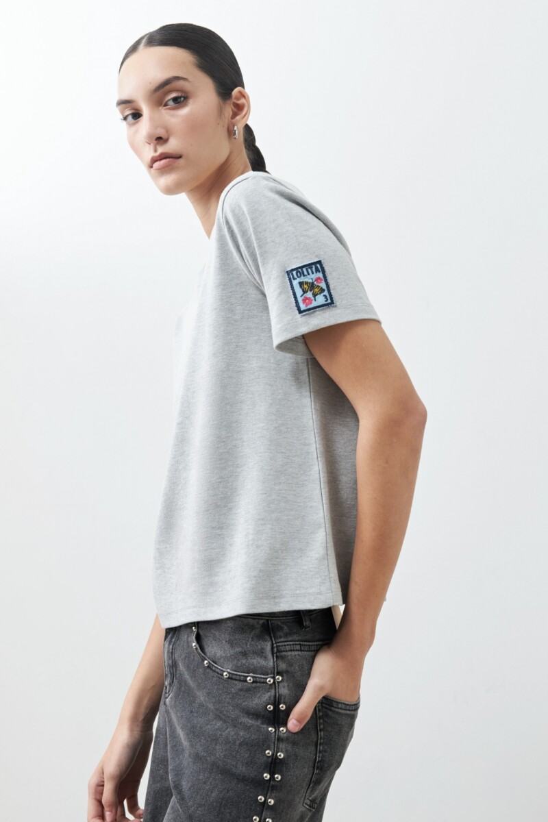 Remera manga corta gris melange