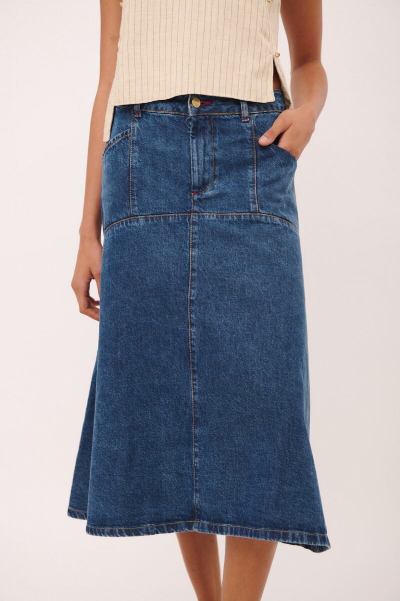 FALDA POMELA DENIM - Azul 