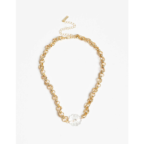 Collar Corto Flor Acrílica Dorado