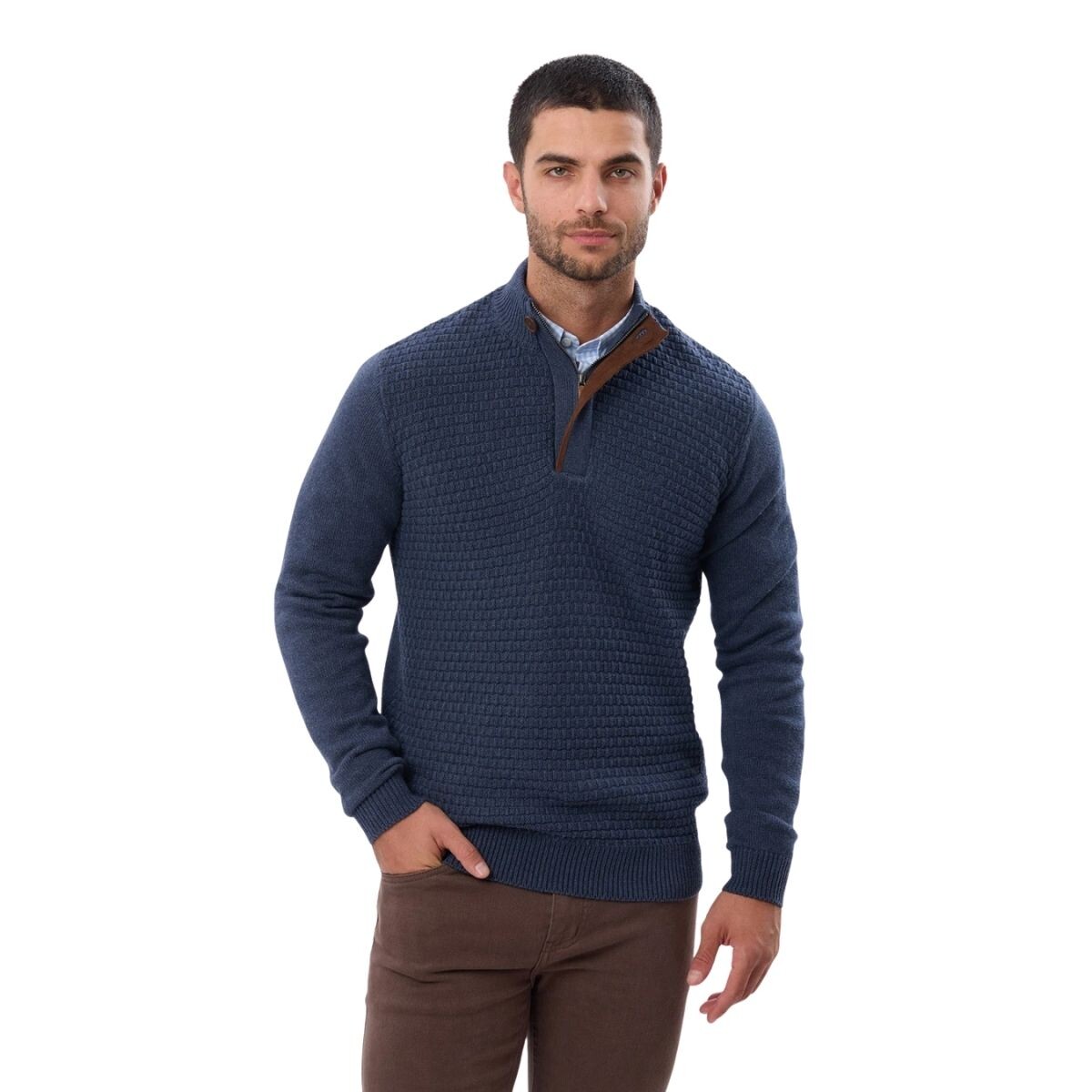 BUZO TEJIDO 1/2 CIERRE S-XXL - PIEDRA 