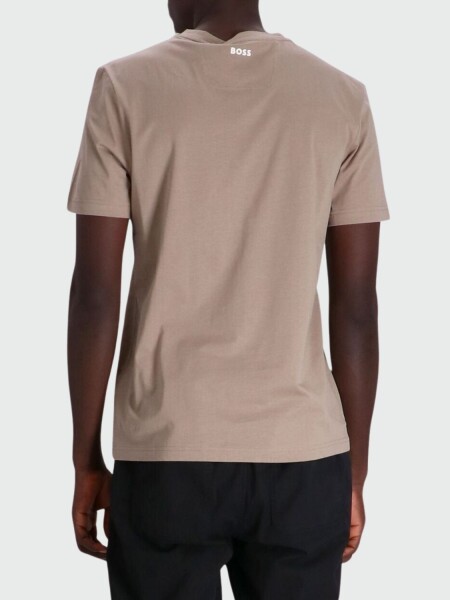 Hugo Boss -Remera de algodón con logo, regular fit, TEE 1 Beige