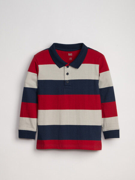 REMERA Manga larga POLO RAYAS Azul, Bordo Y Crudo