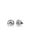 PENDIENTES DE BOTÓN DE ALEACIÓN DE METALES BAÑADO EN PLATA CON CRISTAL FACETADO AZUL Pendiente