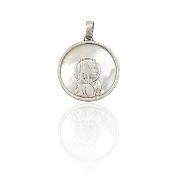 Dije Colgante Virgen Niña-Plata 925-Nacar-CP3648 Conpiedra