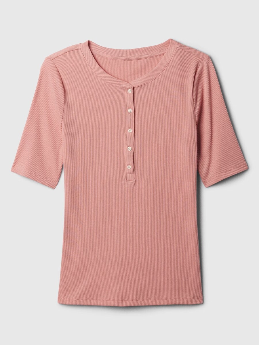 Remera Manga Corta Con Botones Mujer - Pink Rosette 16-1518 