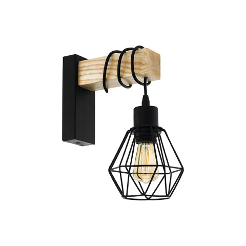 Lámpara de pared E27 madera pantalla diamante ngo EG6126