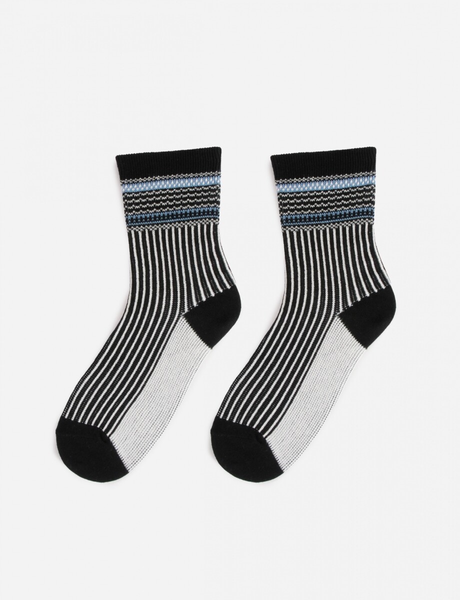 Medias franjas estampa - negro 