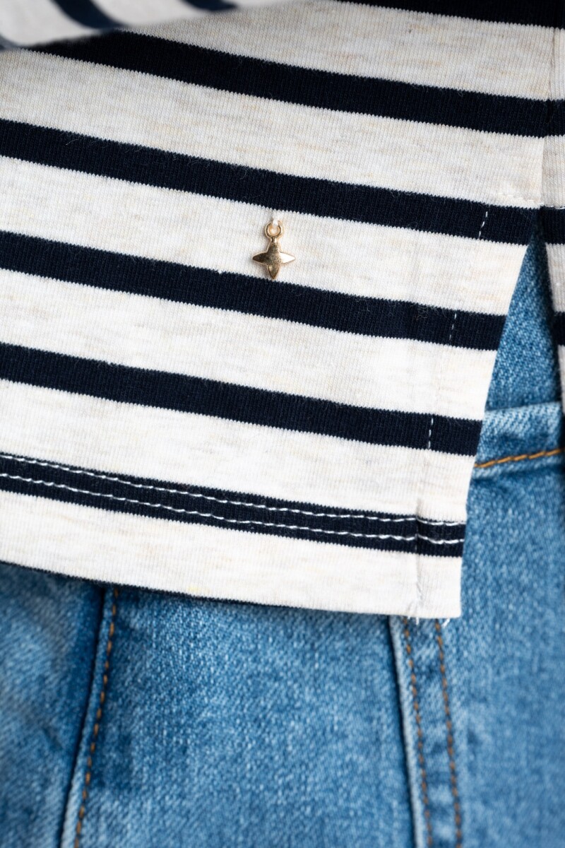 Remera Algodón Elastano Rayada Marino