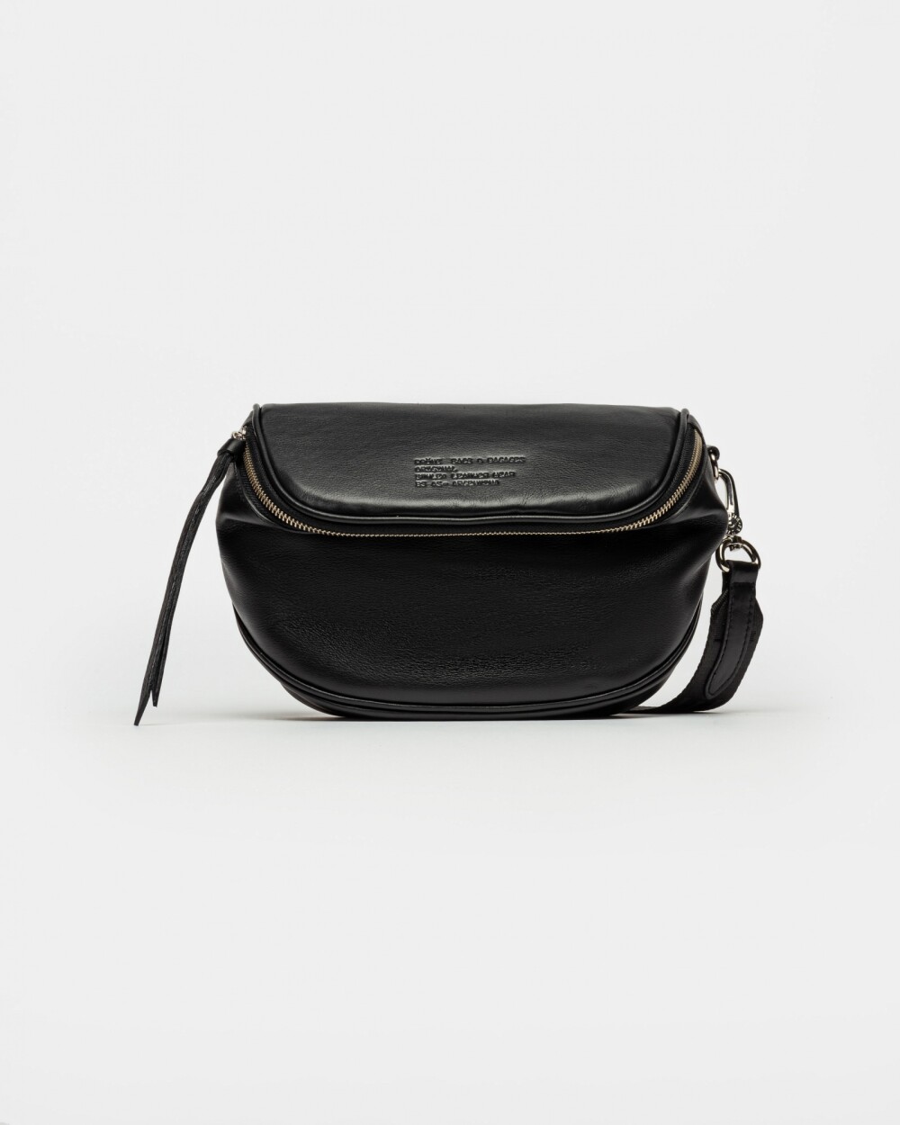 Bandolera Soft en Cuero Graneado Negro