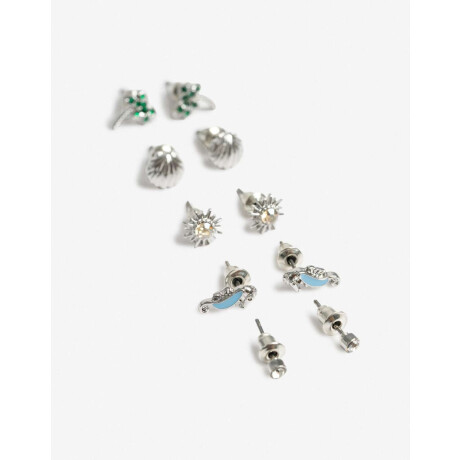 Set De Aros Pasantes Playeros Plateado Rodio