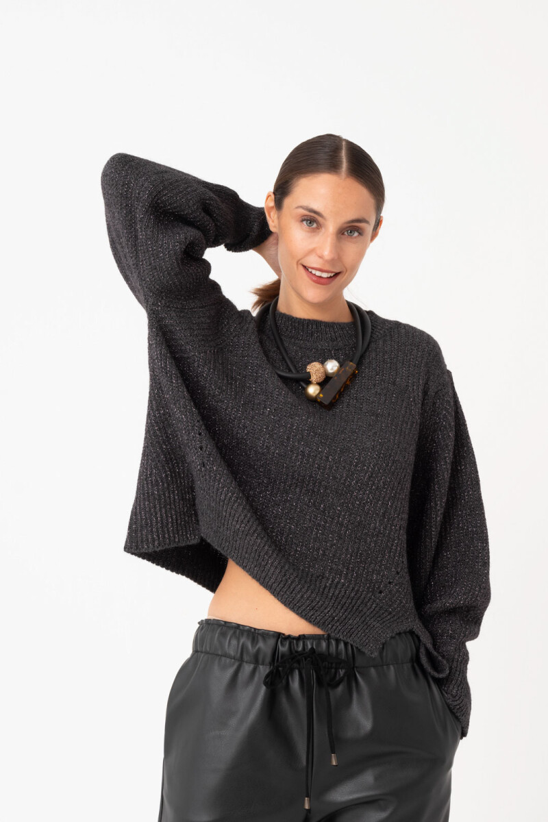 BUZO TEJIDO CON LUREX Gris