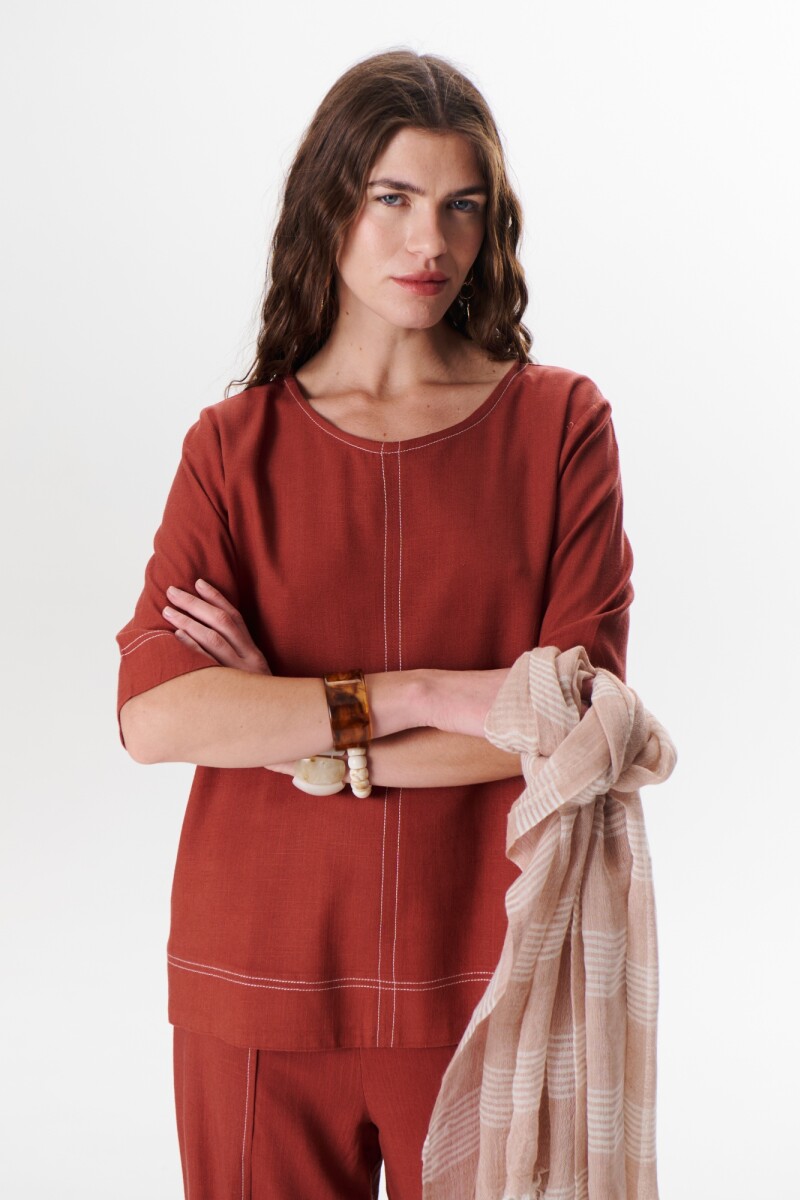BLUSA LINO EVA ROJO