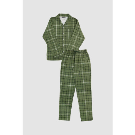 Pijama hombre retro franela Verde benetton