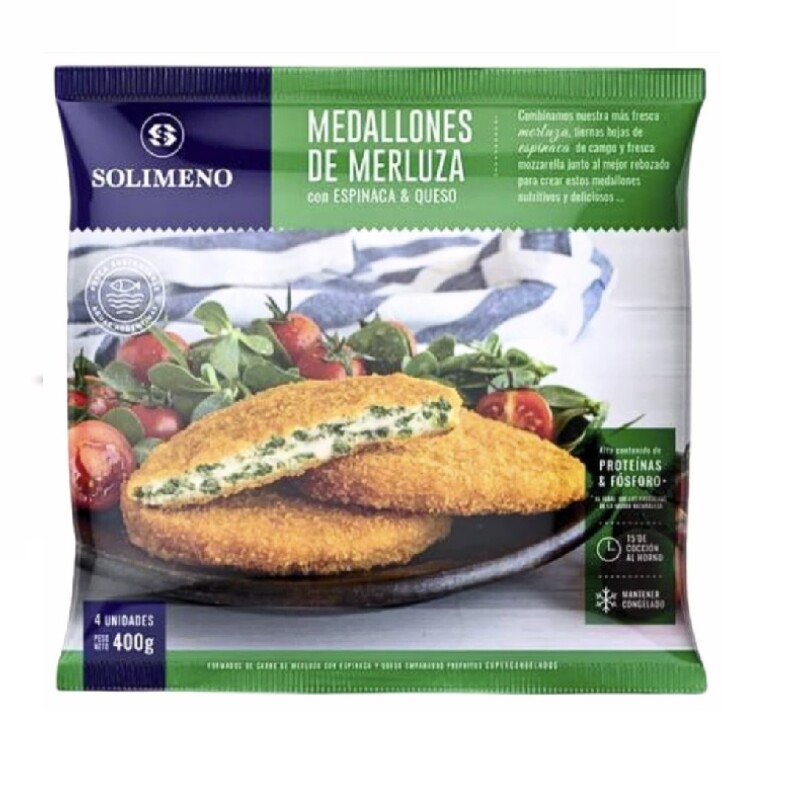 MEDALLON MERLUZA ESPINACA QUESO 400G +SOLO PDE O WEB+ MEDALLON MERLUZA ESPINACA QUESO 400G +SOLO PDE O WEB+