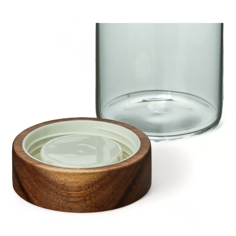 Recipiente Borosilicato Tapa De Madera 335ml Sin Color
