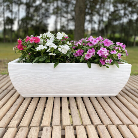 Jardinera rectangular blanca de plástico 10 x 24,7 x 13 cm, maceta