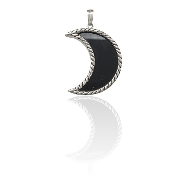 Dije Colgante Luna-Plata 925-Onix-CP4165 conpiedra