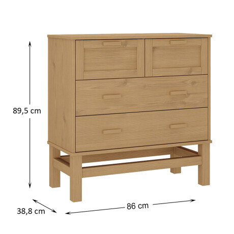 CÓMODA CAJONERA GUARDARROPA 4 CAJONES EN MADERA MACIZA CÓMODA CAJONERA GUARDARROPA 4 CAJONES EN MADERA MACIZA