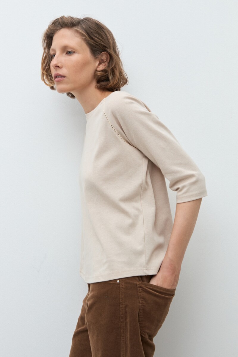 Remera manga raglan beige melange