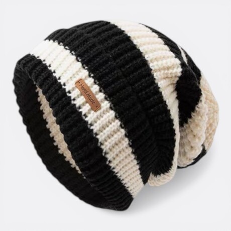 Gorro Knit Nórdico De Abrigo Rayas Negro Blanco