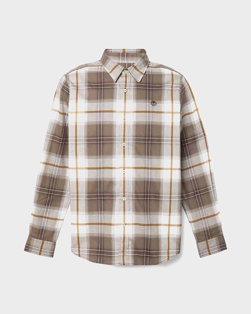 Camisa Peached Twill Check Hombre Chocolate Chip Yd