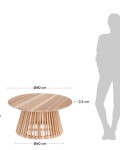 Mesa de centro Jeanette madera maciza de teca natural Ø 80 cm