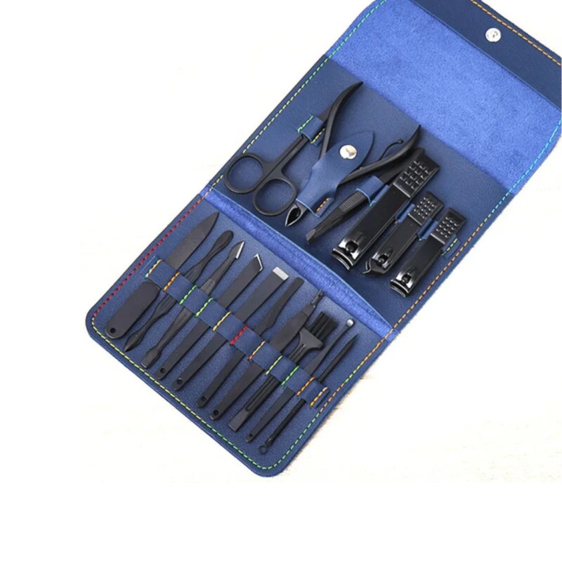 Set Manicura Pedicura Cortauñas Estuche 16 Piezas Accesorios Color Azul Set Manicura Pedicura Cortauñas Estuche 16 Piezas Accesorios Color Azul