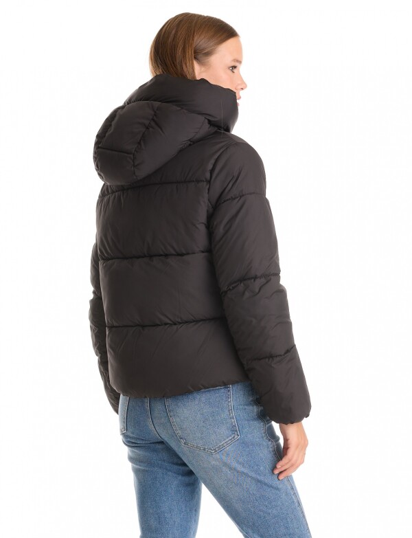Campera Puffer Capucha NEGRO