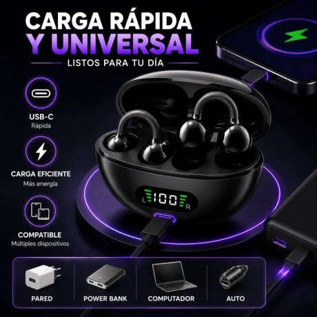Auriculares inalámbricos clip negros V01