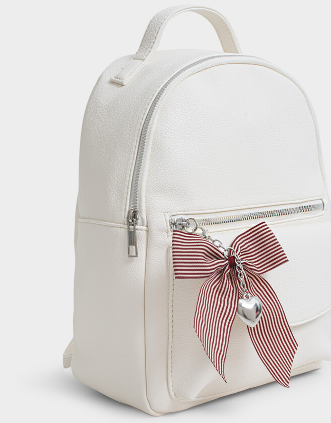 Mochilas Urbanas Romántico Mochila Con Charm - Blanco Crudo