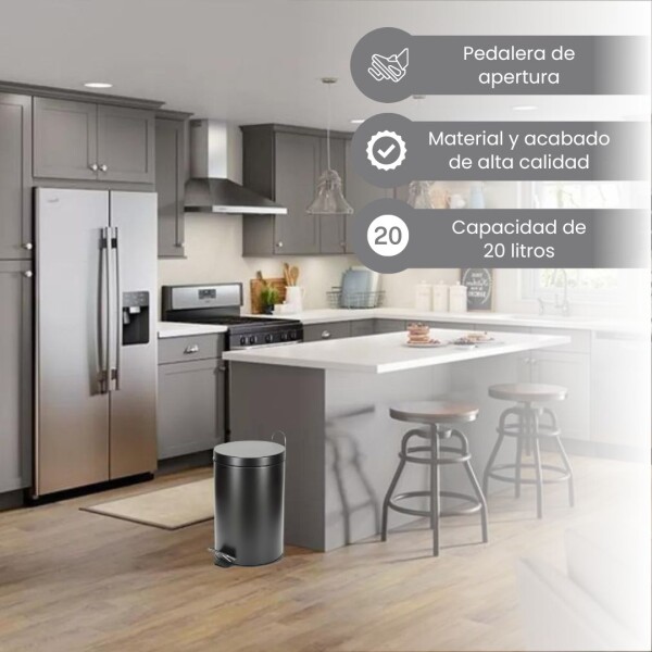 Cesto de basura 20 Litros Residuos Papelera Extraíble Acero Inoxidable Negro cb002 Cesto de basura 20 Litros Residuos Papelera Extraíble Acero Inoxidable Negro cb002