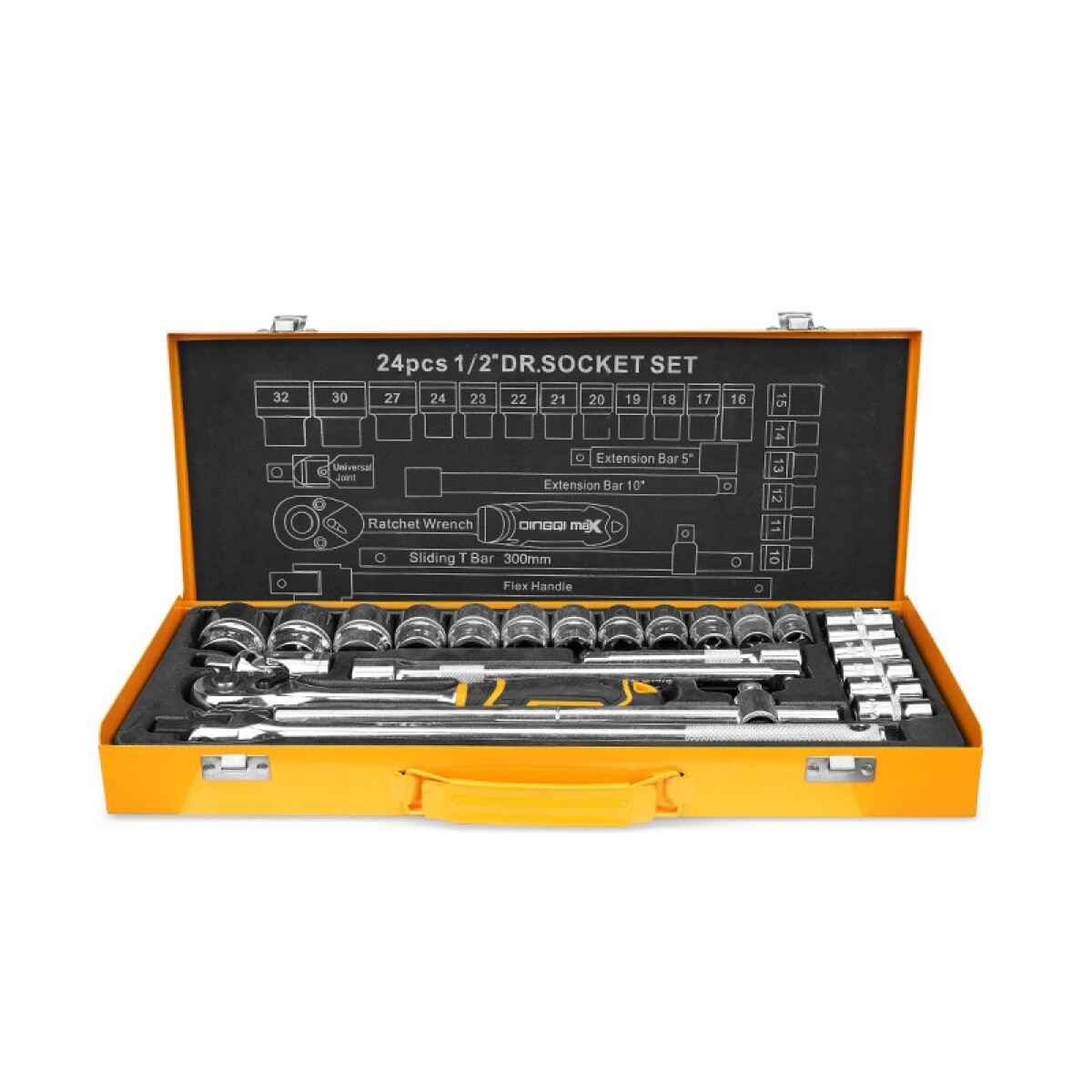 DINGQI JUEGO DE DADOS 24 PIEZAS INDUSTRIAL 1/2 PULGADA 