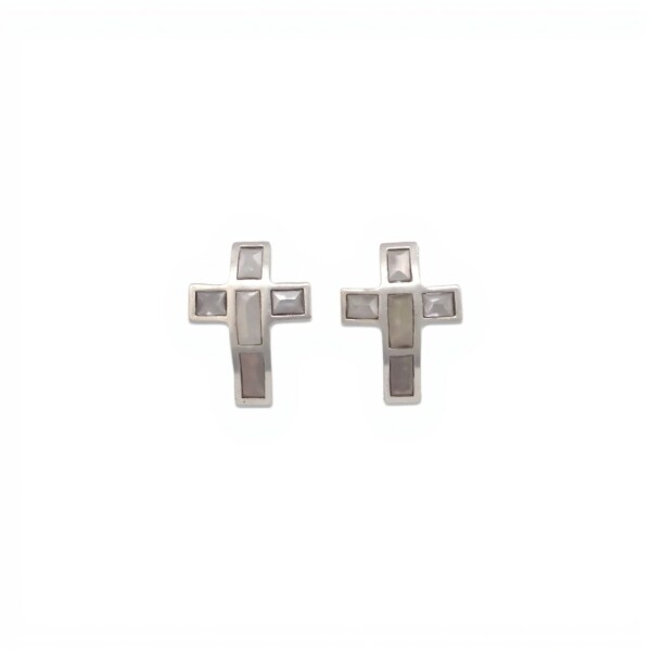 Caravanas Cruz-Plata 925-Piedra Nacar-CA3348 conpiedra