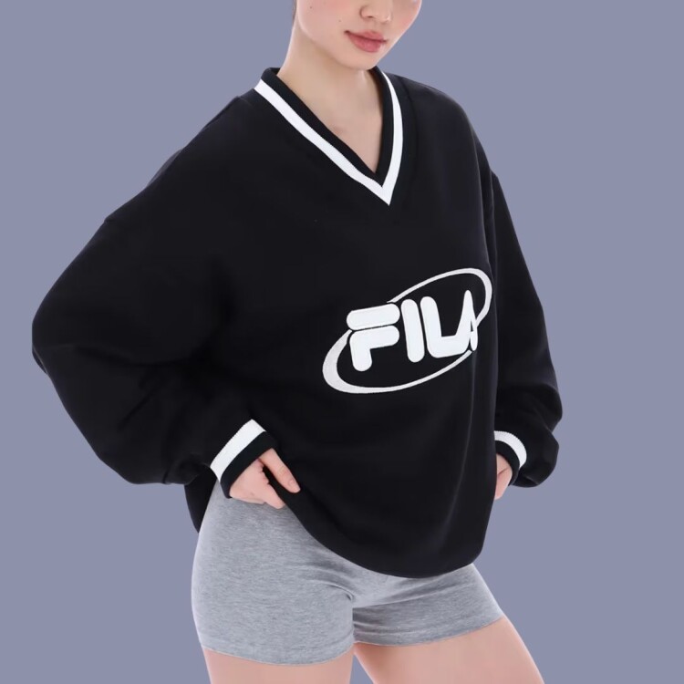 BUZO MUJER FIT V-NECK PULLOVER FILA NEGRO