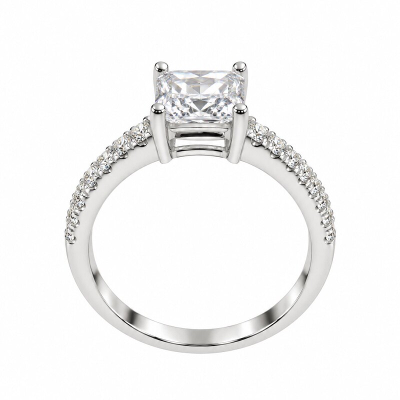 Anillo con zirconia talla carre al centro Anillo con zirconia talla carre al centro