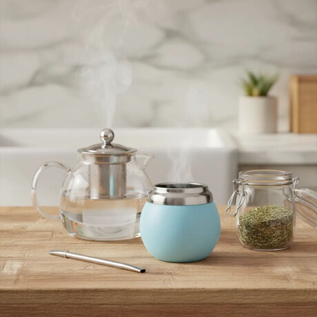 Mate Chico con Doble Pared en Acero Inoxidable 120Ml Comet Celeste