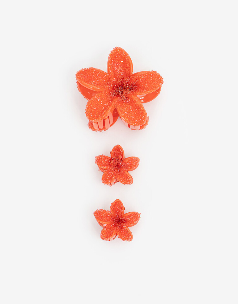 Broches Sets Flores Set De Broches Flores - Naranja Medio
