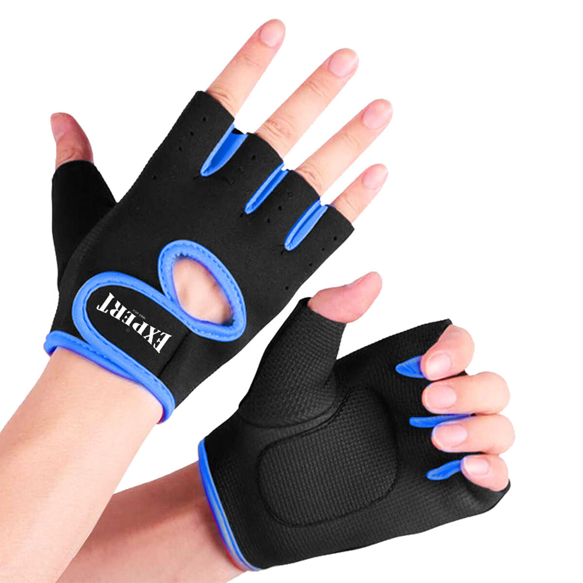 Guantes De Neopreno Mancuerna Barra Pesas Gym Fitness - Azul 