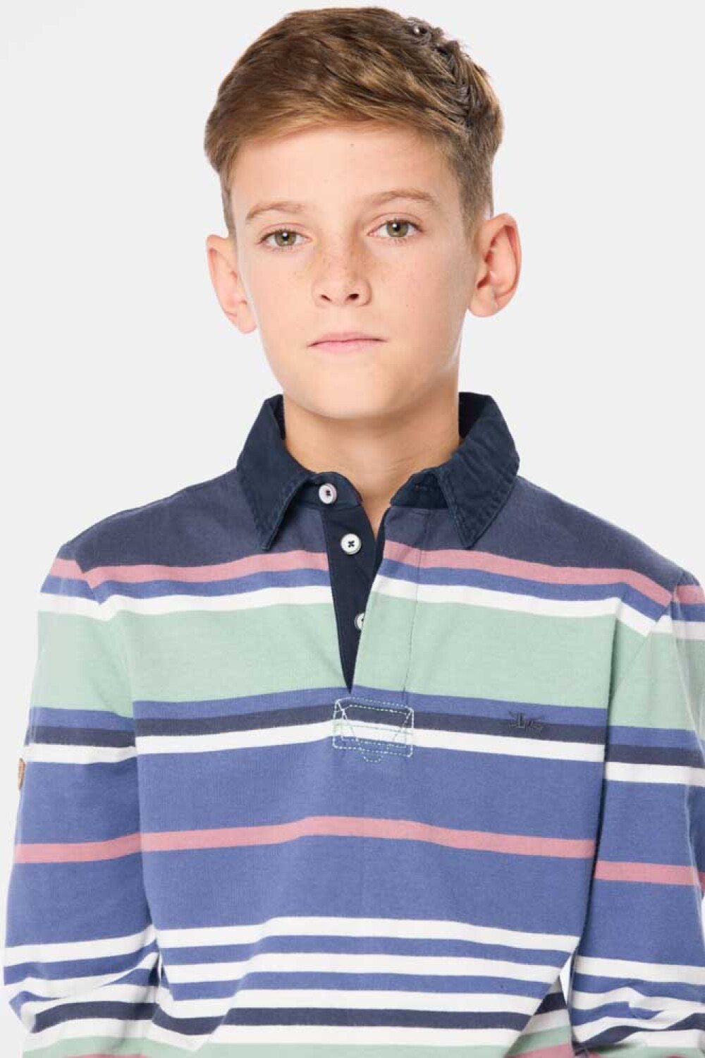 REMERA POLO RAYADA Azul