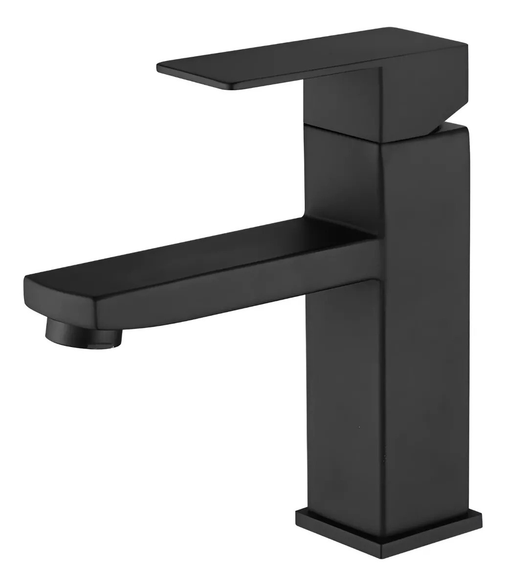 Canilla 18cm Monocomando Mezcladora Para Baño Metal Negro - Negro 