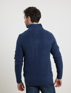470587 SWEATER PUNTO MEDIO CIERRE HARRY Azul Oscuro