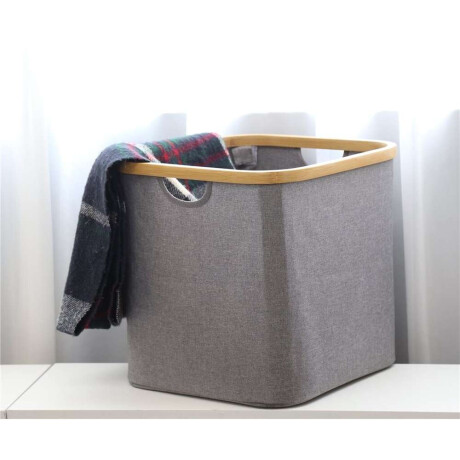 Organizador Borde Madera 33X33X33Cm Ext Tela Gris