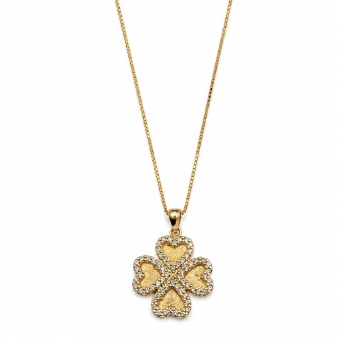 Cadena y colgante trébol con zirconias Cadena y colgante trébol con zirconias