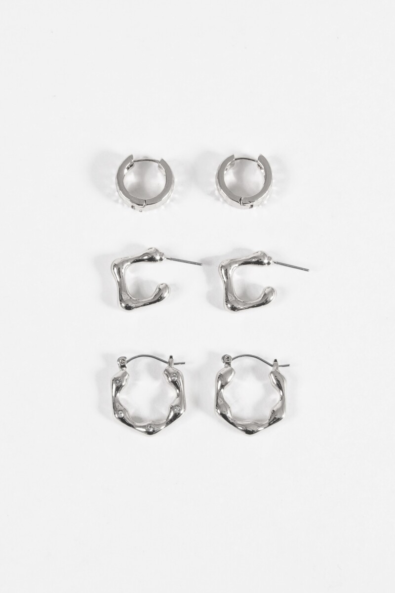 Set de tres aros wavy plateado