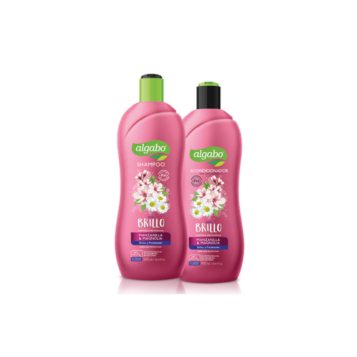 SHAMPOO 930ml + ACONDICIONADOR 930ml ALGABO - MANZANILLA & MAGNOLIA PACK X2 930ML 