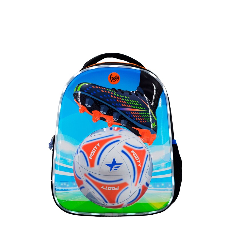 Mochila Footy Futbol 13" con Luz Led Negro - Naranja