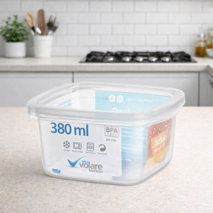 Pote Vianda Alimentos Plastico Cuadrado Volare 380ml Pote Vianda Alimentos Plastico Cuadrado Volare 380ml