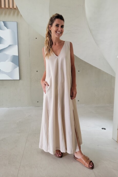 Vestido Formentera Lino beige melange