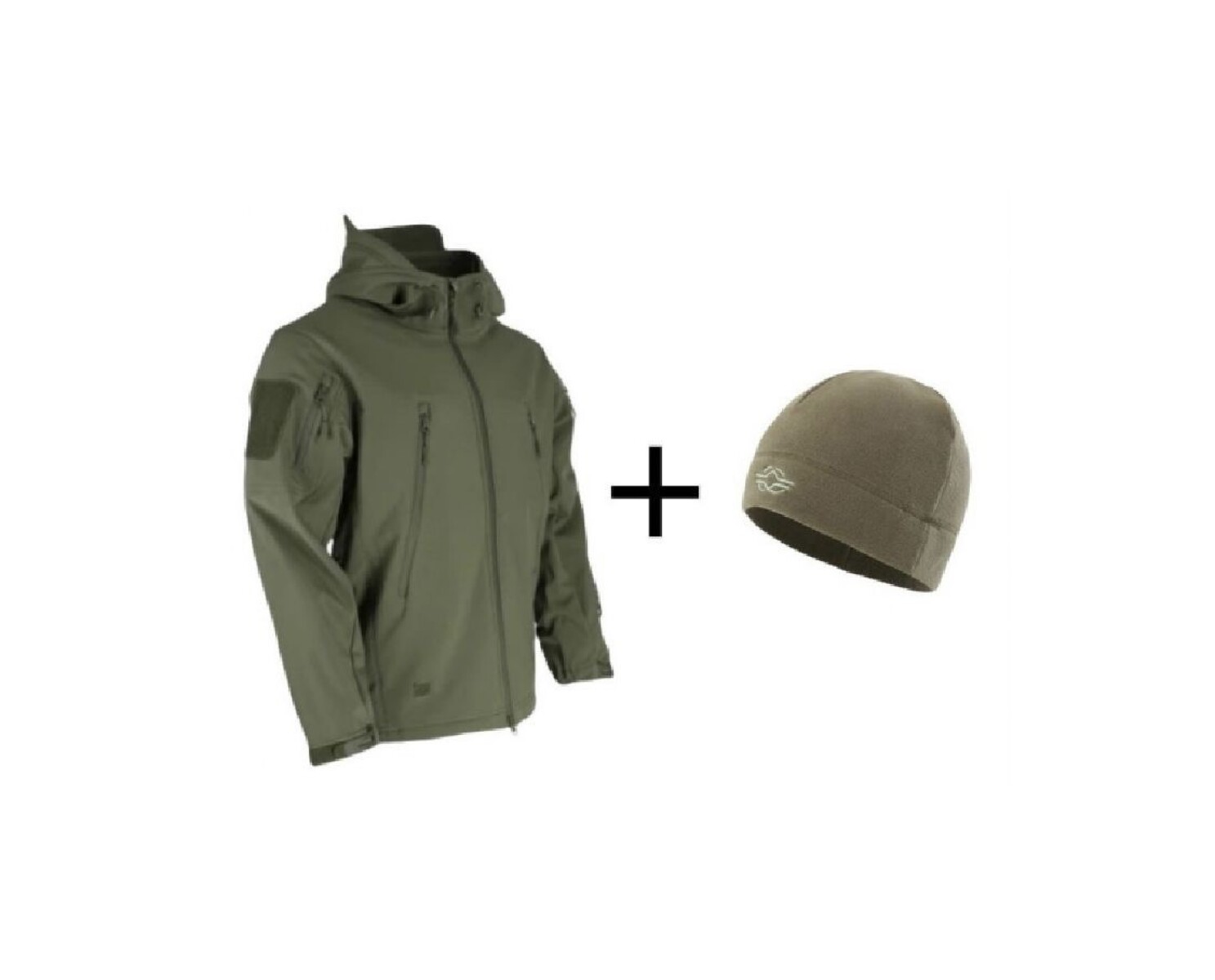 Combo Campera Tácticas Impermeable + Gorro Micro Polar - Verde 