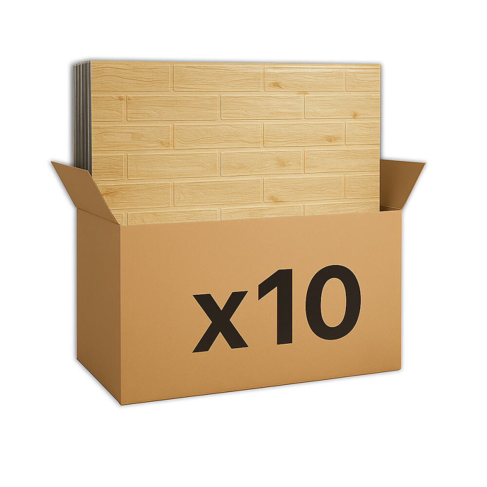 Panel Revestimiento Placa Pared Autoadhesiva Pack x10 Madera clara